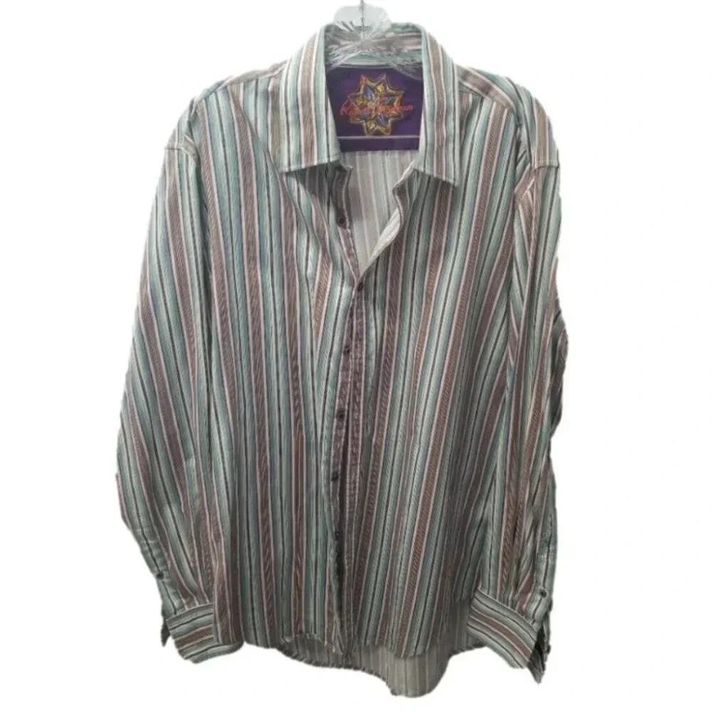 Robert Graham Multicolor Striped Button Down Dress Shirt XL